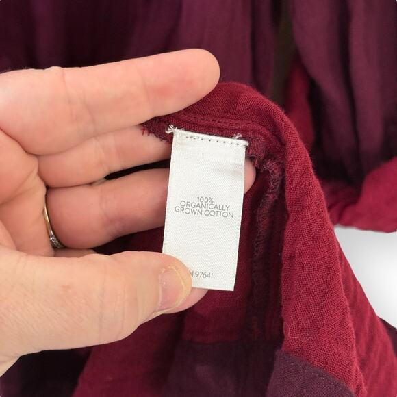 J Jill Pure Jill Color-Block Double-Cloth Dress Size L Burgundy Organic Cotton - Picture 6 of 11